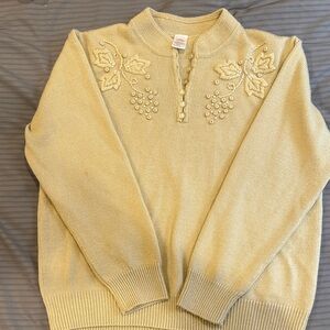Embroidered Cream Sweater